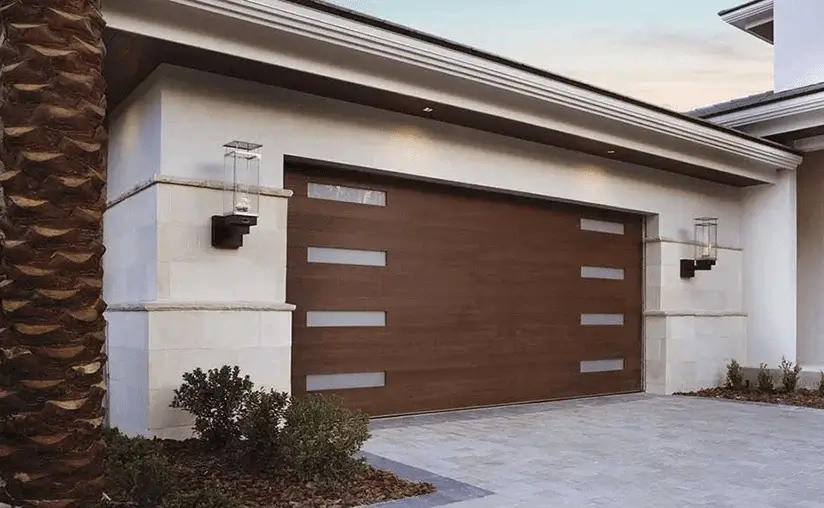 canyon-ridge-modern-design-plank-design-windows-down-both-side-walnut-garage-door-min